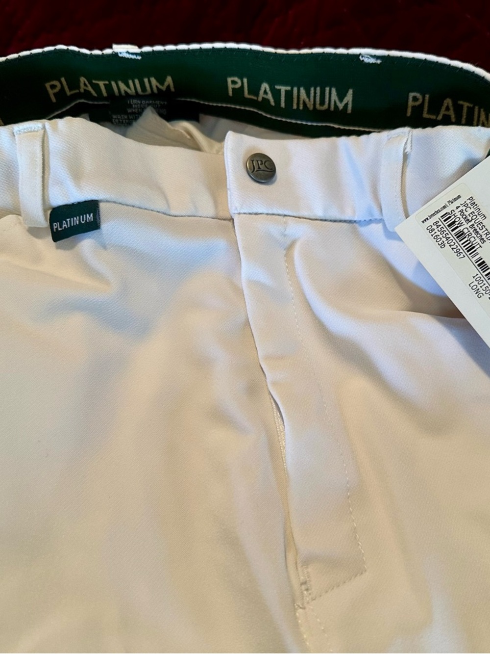Platinum JPC Equestrian inc men’s 4 pocket breeches, white
